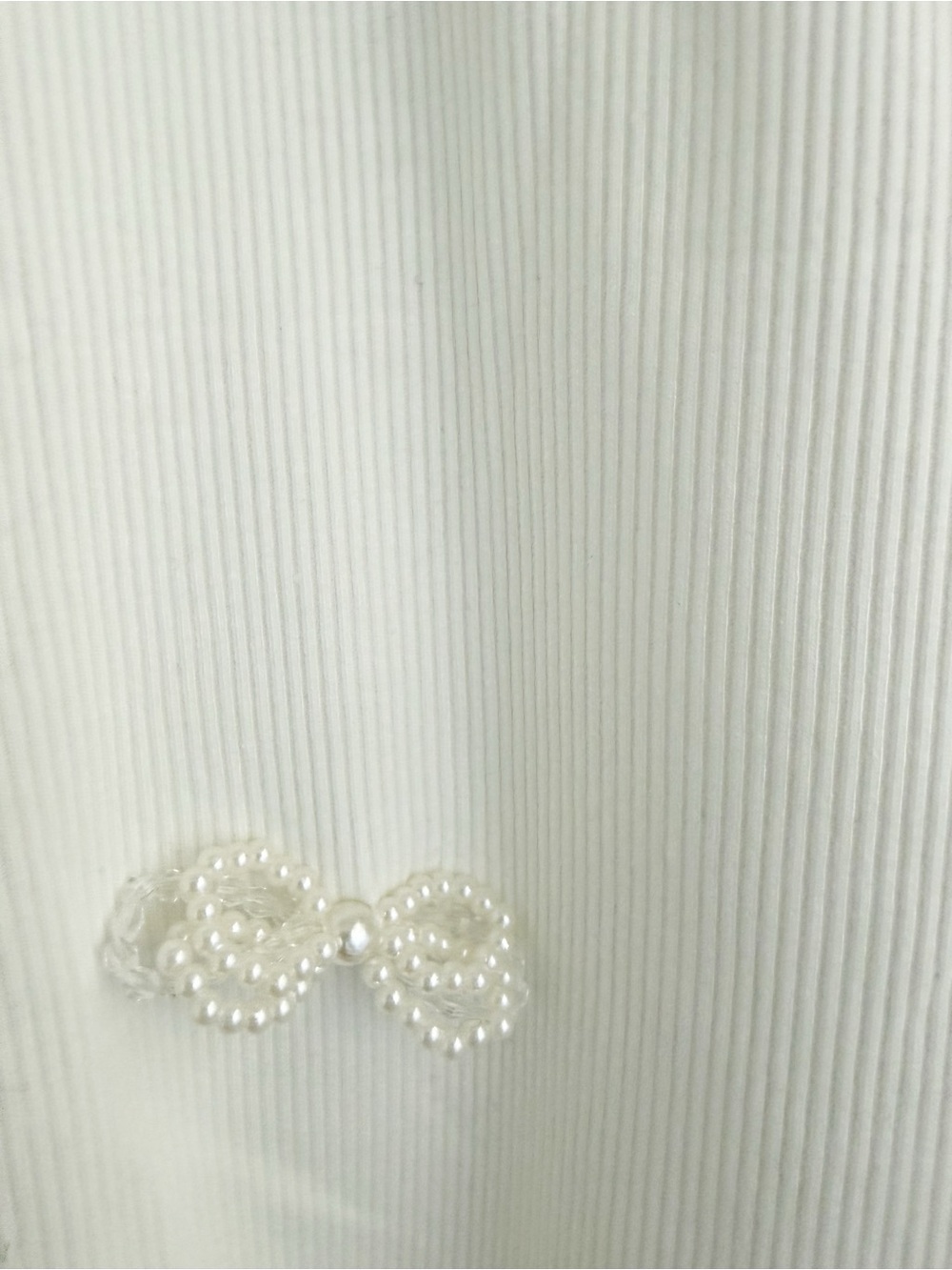 Anthropologie Ivory White Pearl Bow Ribbed Tank - Picture 7 of 7
